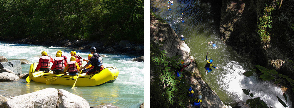 1-Rafting en famille dans les Pyrénées 2-Canyoning en Haute-Savoie 