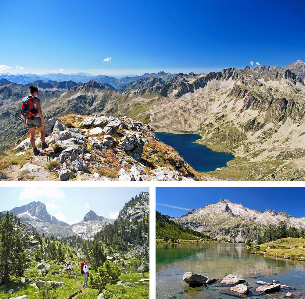 1/ Pic de Bastan dans le massif de Néouvielle - Pyrénées2/ Parc National d'Aigue Tortes et les Encantats - Pyrénées3/ Lac d'Aumar dans le parc national des Pyrénées