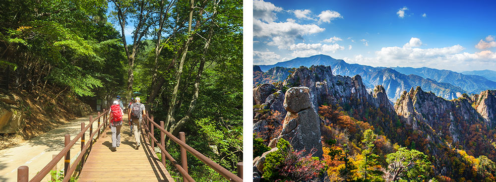 1/ Randonnée dans le parc national de Songnisan2/ Le parc national de Seoraksan