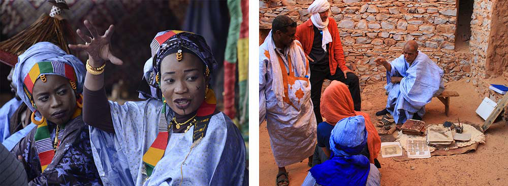 1) Femmes en habit traditionnel au festival des villes anciennes de Ouadâne en 20212) Chinguetti et les bibliothèques familiales