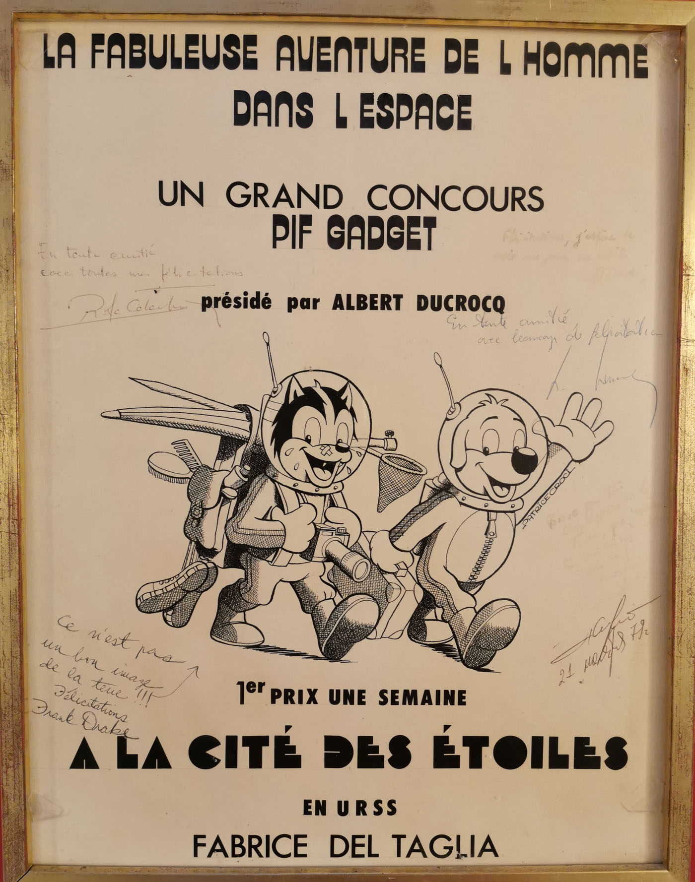 Diplôme 1er prix remporté par Fabrice du concours Pif Gadget de 1980 présidé par Albert Ducrocq